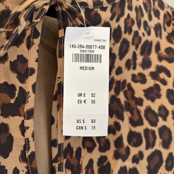 NWT Abercrombie & Fitch leopard-print short-sleeve tie-front top Size Medium - Picture 6 of 10